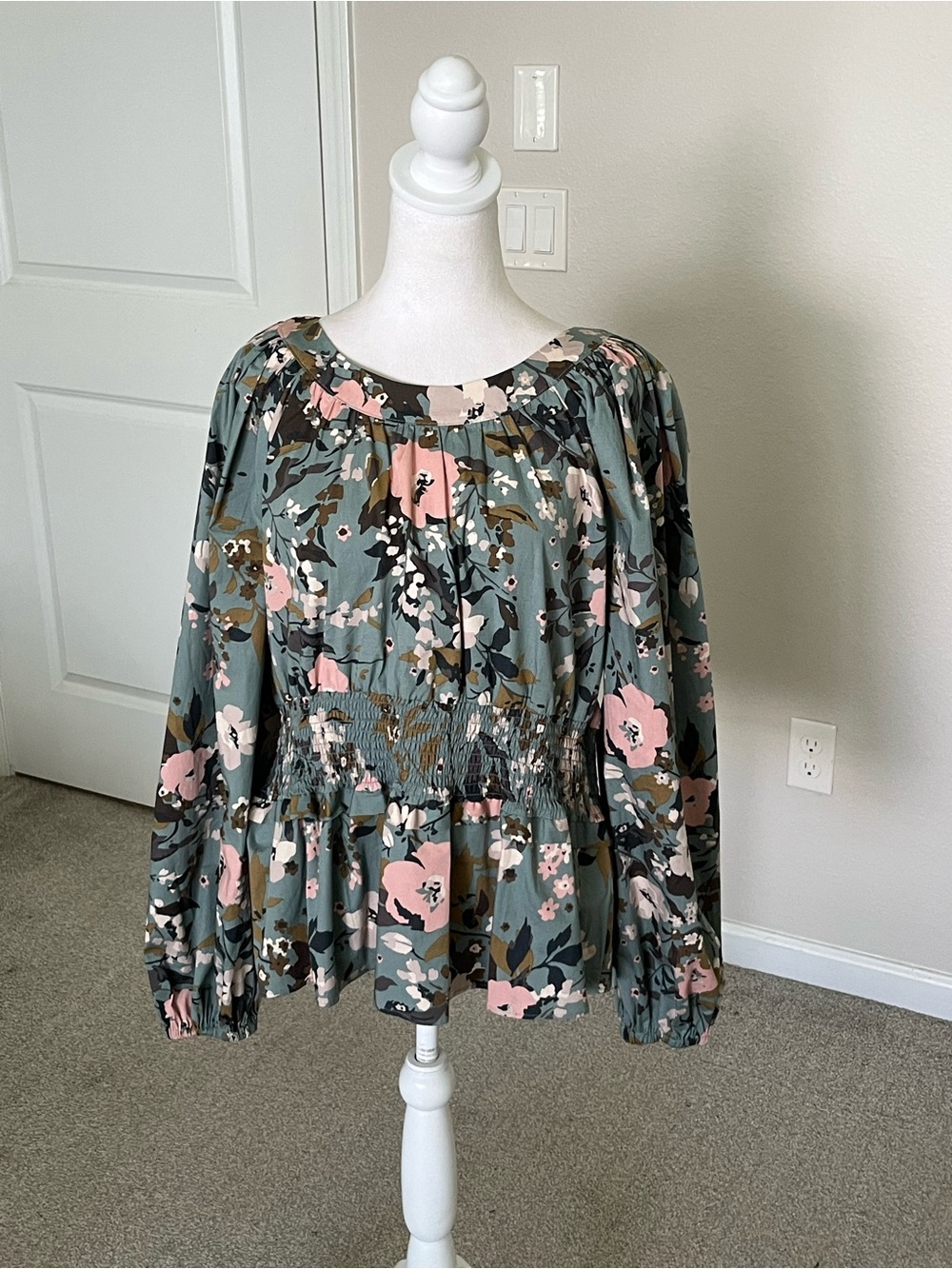NWOT Spartina 449 June Forest Maritime Wildflower Floral Peplum Blouse Size XXL